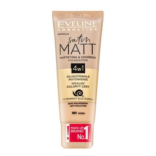 Eveline Satin Matt Mattifying & Covering Foundation 4in1 fond de ten lichid cu efect matifiant 101 Ivory 30 ml