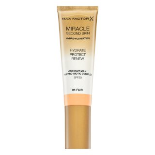 Max Factor Miracle Second Skin Hybrid Foundation SPF20 01 Fair machiaj persistent cu efect de hidratare 30 ml