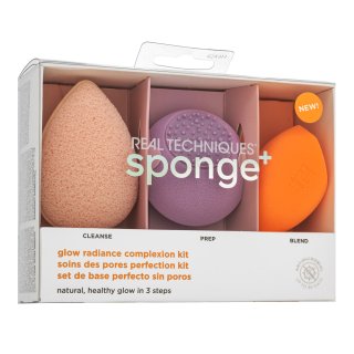 Real Techniques Sponge+ Glow Radiance Complexion Kit 3pcs set pentru o piele luminoasă și uniformă brasty.ro imagine noua