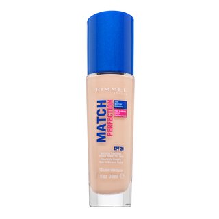 Rimmel london match perfection 24hr spf20 foundation 010 porcelain fond de ten lichid pentru o piele luminoasă și uniformă 30 ml