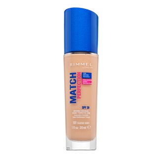 Rimmel london match perfection 24hr spf20 foundation 101 classic ivory fond de ten lichid pentru o piele luminoasă și uniformă 30 ml