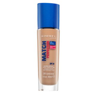 Rimmel London Match Perfection 24HR SPF20 Foundation fond de ten lichid pentru o piele luminoasă și uniformă 201 Classic Beige 30 ml