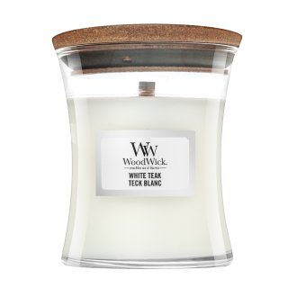 Woodwick White Teak lumânare parfumată 85 g