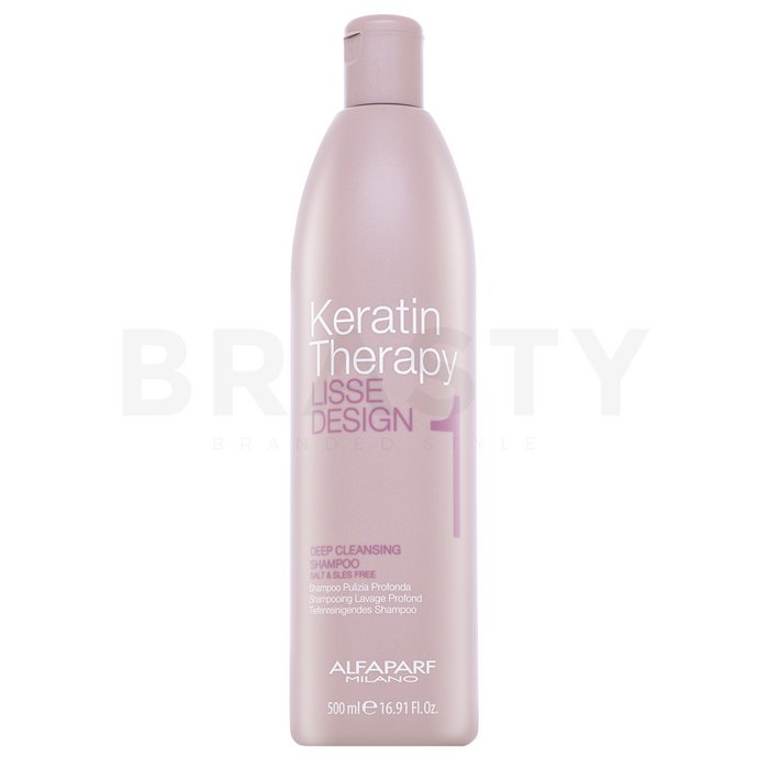 Alfaparf milano lisse design keratin therapy deep cleansing shampoo șampon pentru curățare profundă pentru toate tipurile de păr 500 ml