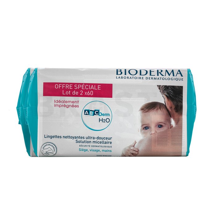 Bioderma abcderm h2o lingettes biodégradables 2x60 pcs șervețele micelare pentru copii