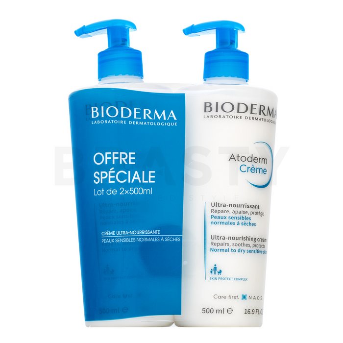 Bioderma atoderm ultra-nourishing cream loțiune hidratantă pentru corp pentru piele uscată și atopică 2 x 500 ml