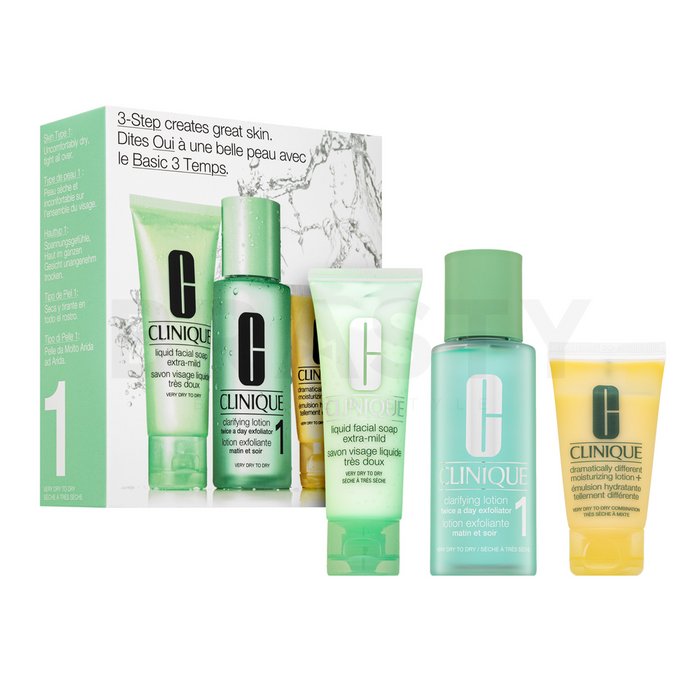 Clinique 3-Step Creates Great Skin Introduction Set Very Dry to Dry set pentru piele uscată și sensibilă 50 ml + 100 ml + 30 ml