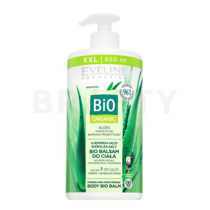 Eveline bio organic aloe vera firming   moisturizing body bio balm cremă cu efect de lifting și întărire pentru toate tipurile de piele 650 ml