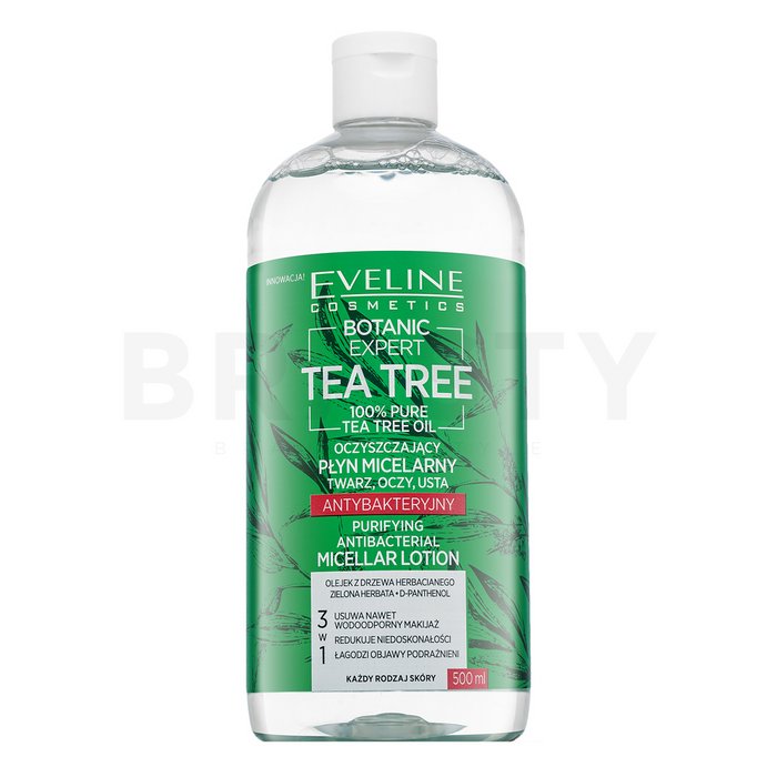 Eveline botanic expert tea tree purifying antibacterial micellar lotion lapte de curățare pentru piele problematică 500 ml