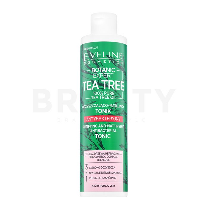 Eveline Botanic Expert Tea Tree Purifying & Mattifying Antibacterial Tonic toner de curățare cu efect matifiant 225 ml