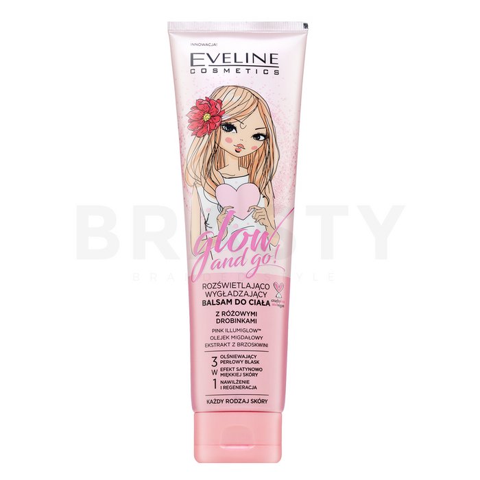Eveline glow and go! highlighting moisturising body balm cremă hidratantă cu sclipici 150 ml