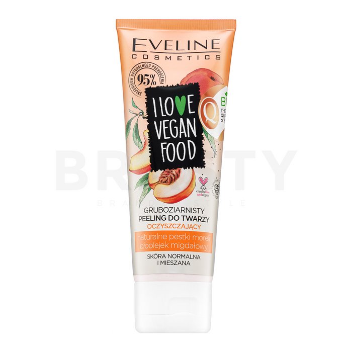 Eveline i love vegan food cleansing face scrub gel de curățare și hrănire cu efect de peeling 75 ml