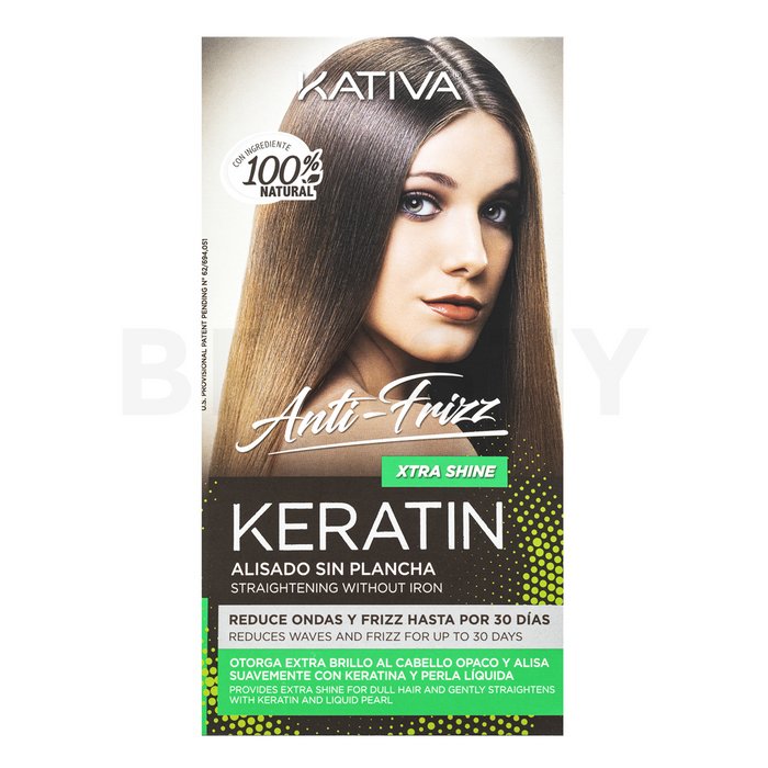 Kativa Anti-Frizz Straightening Without Iron sada s keratinem pro narovnání vlasů bez žehličky na vlasy Xtra Shine 30 ml + 30 ml + 150 ml