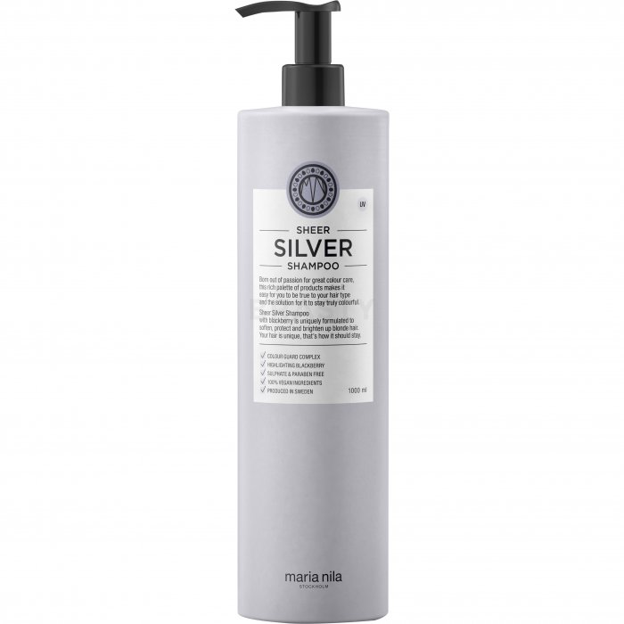 Maria nila sheer silver shampoo șampon hrănitor pentru păr blond platinat si grizonat 1000 ml