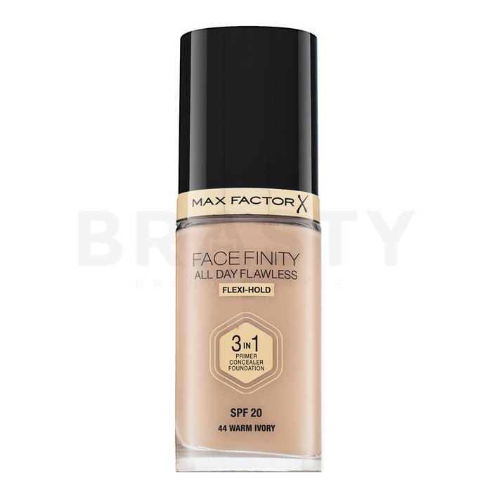 Max factor facefinity all day flawless flexi-hold 3in1 primer concealer foundation spf20 44 fond de ten lichid 3in1 30 ml