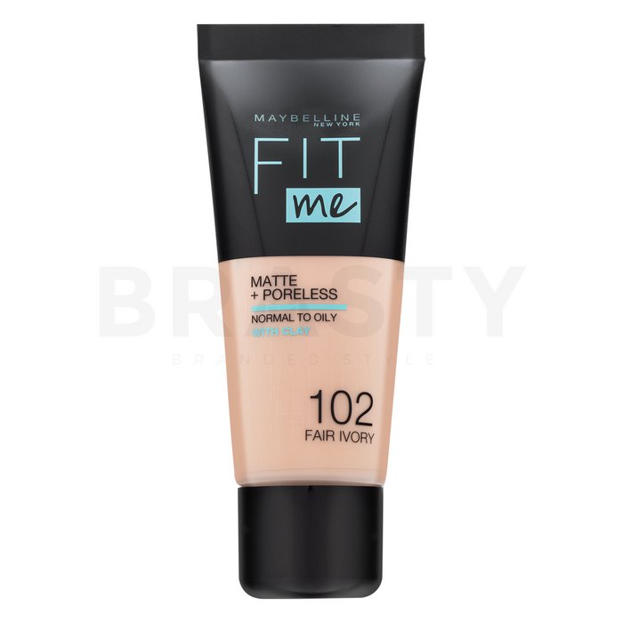 Maybelline fit me! foundation matte + poreless 102 fair ivory fond de ten lichid cu efect matifiant 30 ml