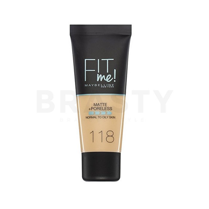 Maybelline fit me! foundation matte + poreless 118 nude fond de ten lichid cu efect matifiant 30 ml