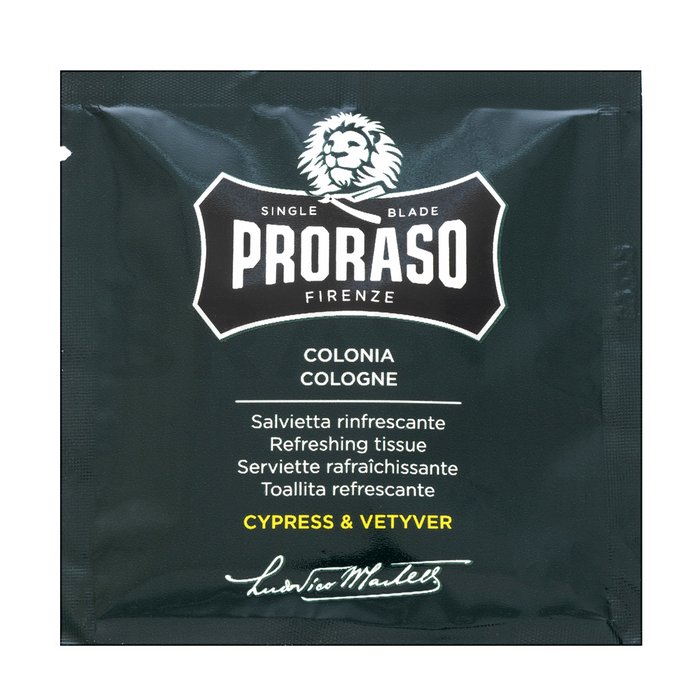 Proraso cypress and vetiver refreshing tissues 6 pieces servetele faciale pentru curatare cu efect calmant pentru ten uscat și sensibil