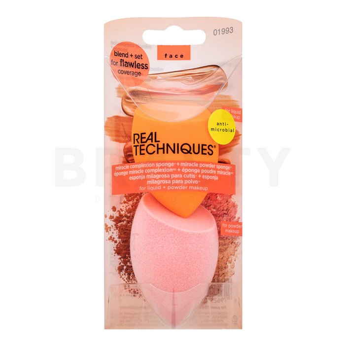 Real techniques miracle complexion sponge + miracle powder sponge 2pcs burete pentru make-up