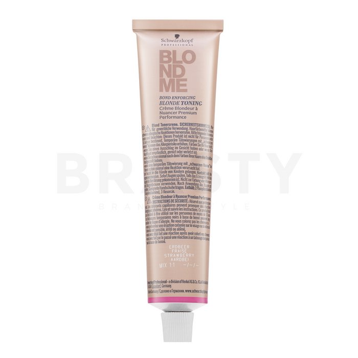 Schwarzkopf professional blondme blonde toning vopsea nuanțatoare tip cremă pentru păr blond strawberry 60 ml