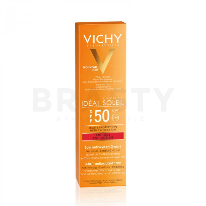 Vichy Idéal Soleil SPF50 Anti-Ageing 3-in-1 Antioxidant Care cremă de protecție solară anti riduri 50 ml