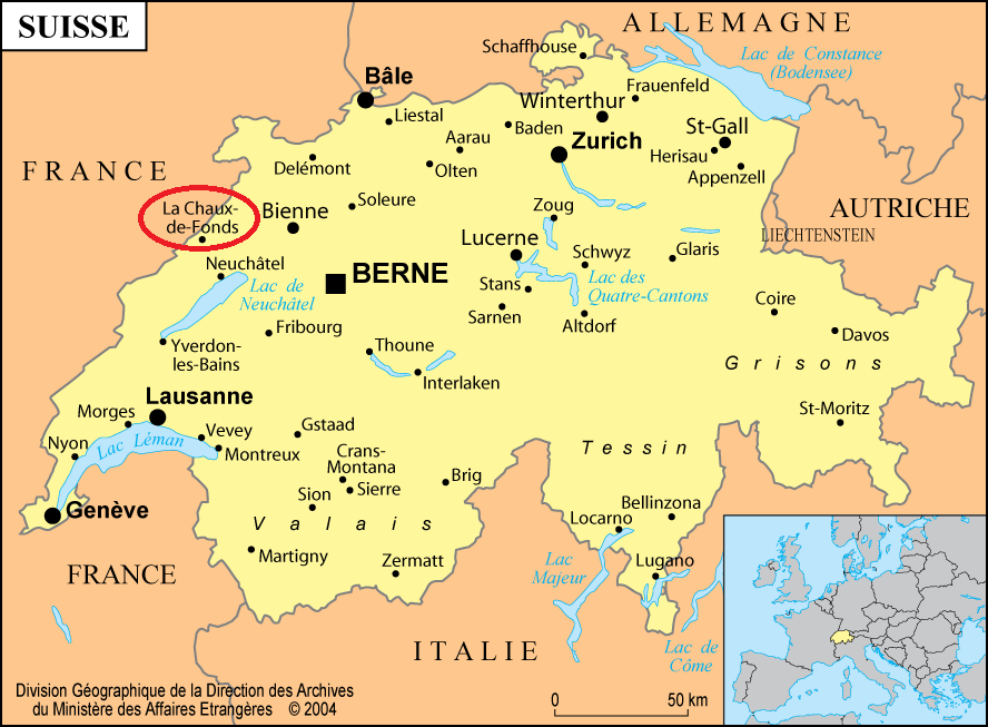 Mapa Švýcarska
